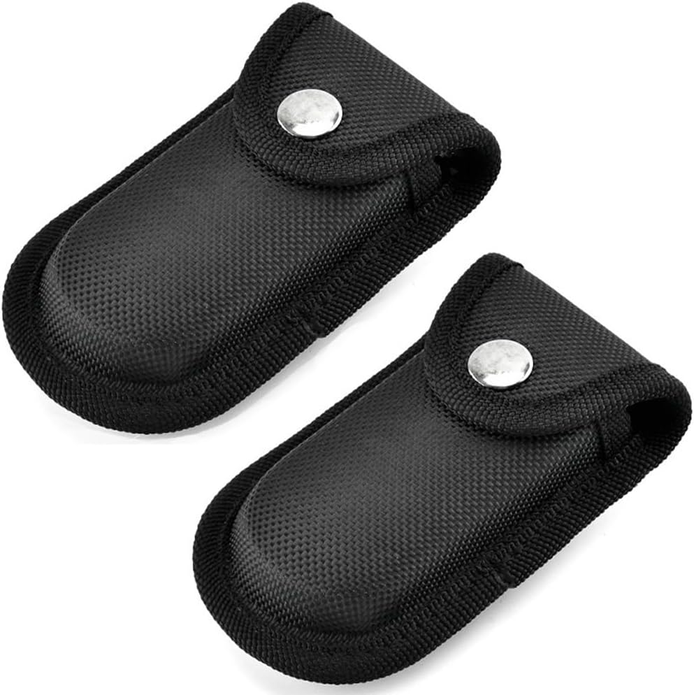 2Pcs Nylon Pocket Knife Sheath, Folding Knife Belt Sheath with Belt Loop, 4.3 Inch Multitool Case, Black