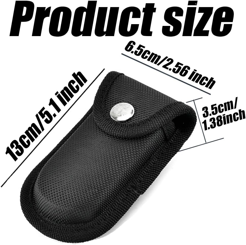 2Pcs Nylon Pocket Knife Sheath, Folding Knife Belt Sheath with Belt Loop, 4.3 Inch Multitool Case, Black