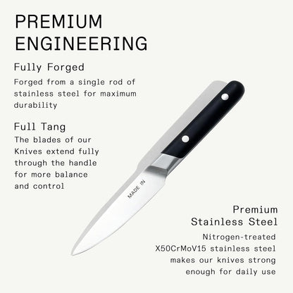 Cookware - 3.8" Paring Knife - Crafted in France - Full Tang With Truffle Black Handle