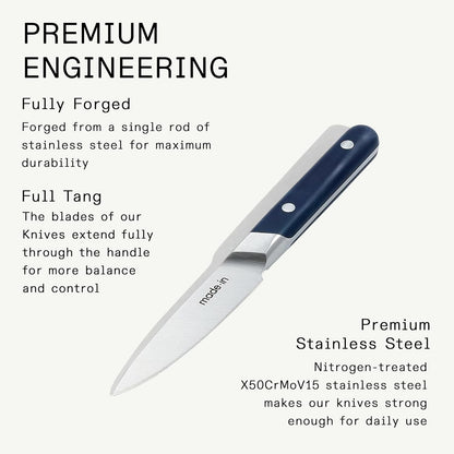 Cookware - 3.8" Paring Knife - Crafted in France - Full Tang With Truffle Black Handle
