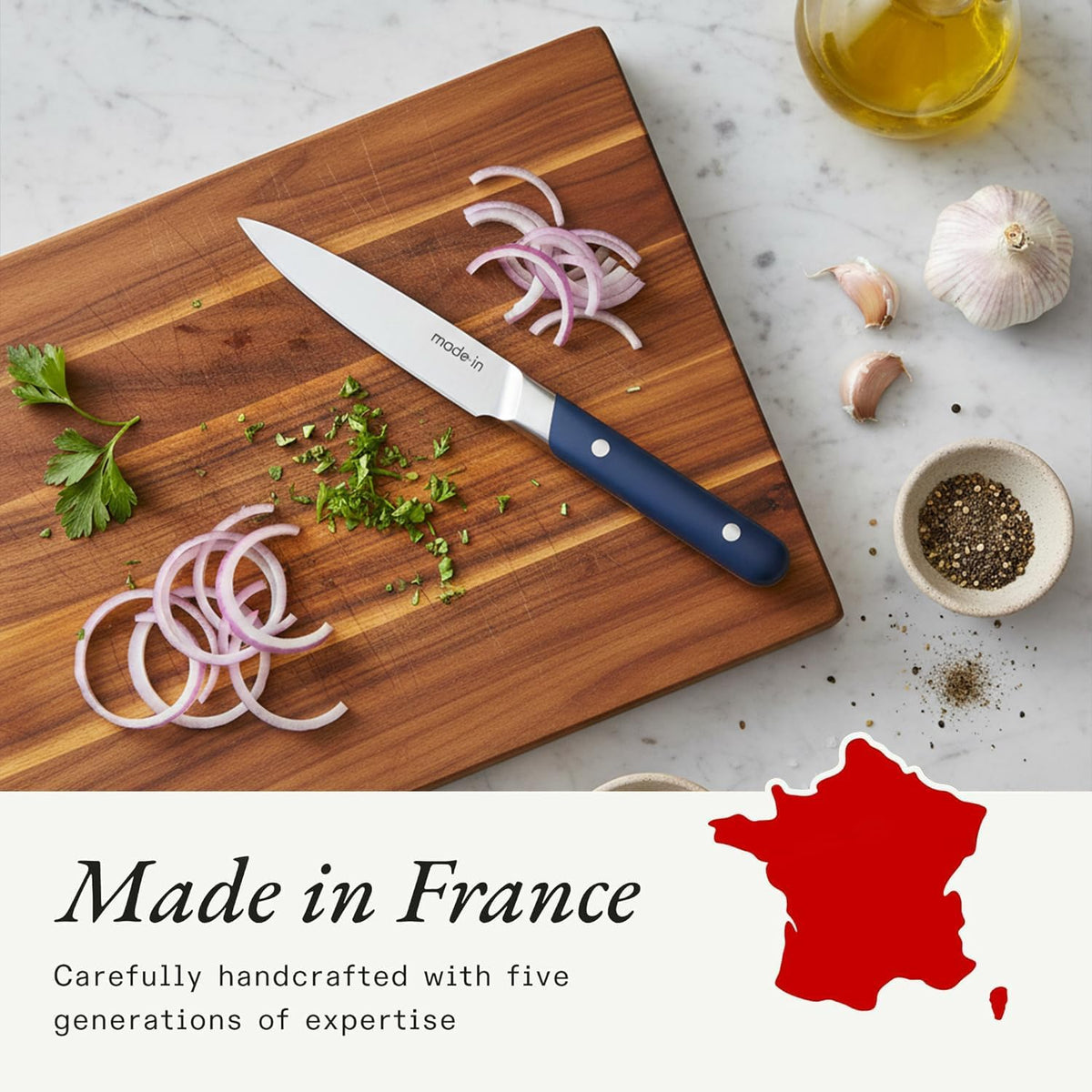 Cookware - 3.8" Paring Knife - Crafted in France - Full Tang With Truffle Black Handle