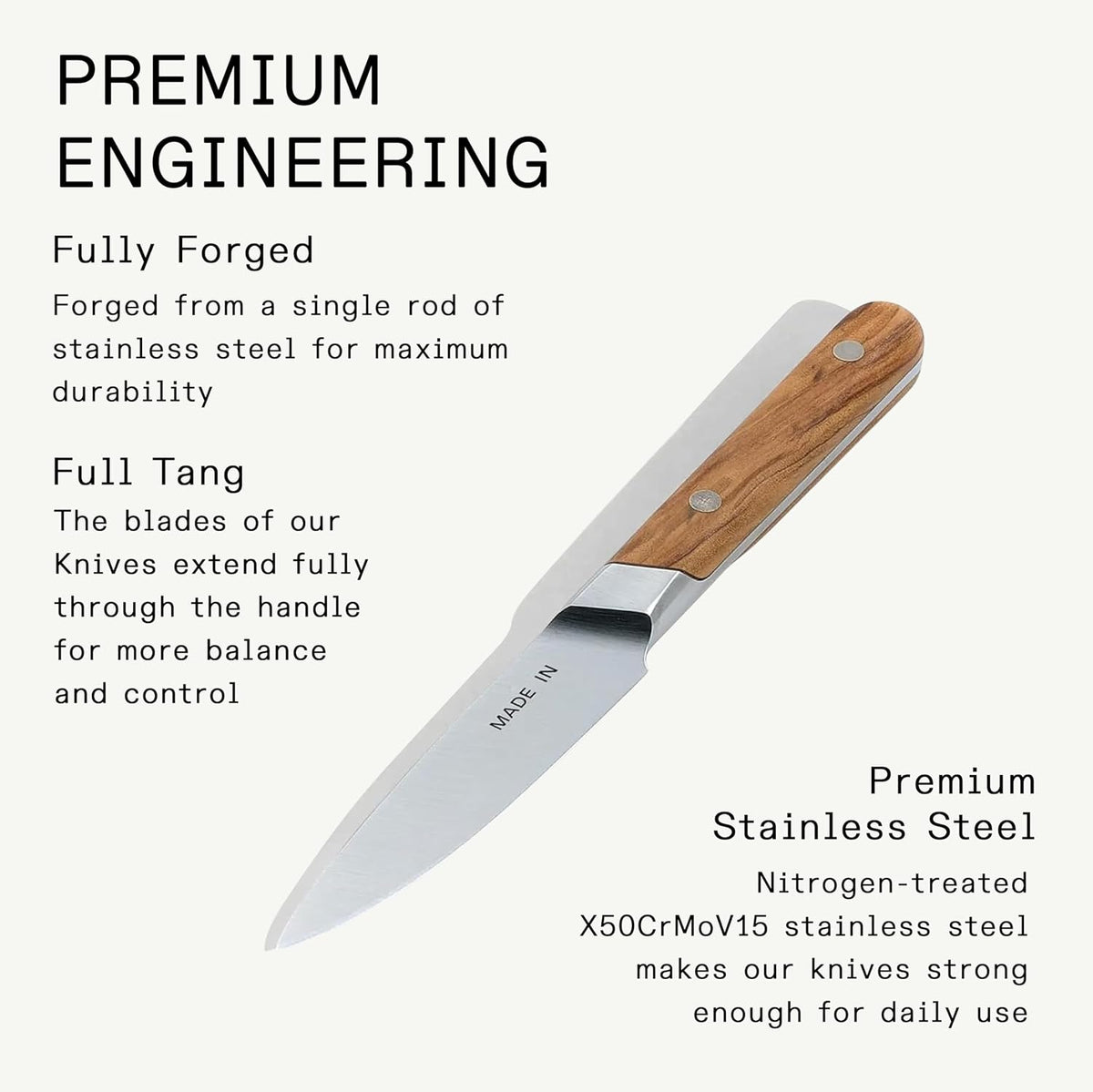 Cookware - 3.8" Paring Knife - Crafted in France - Full Tang With Truffle Black Handle