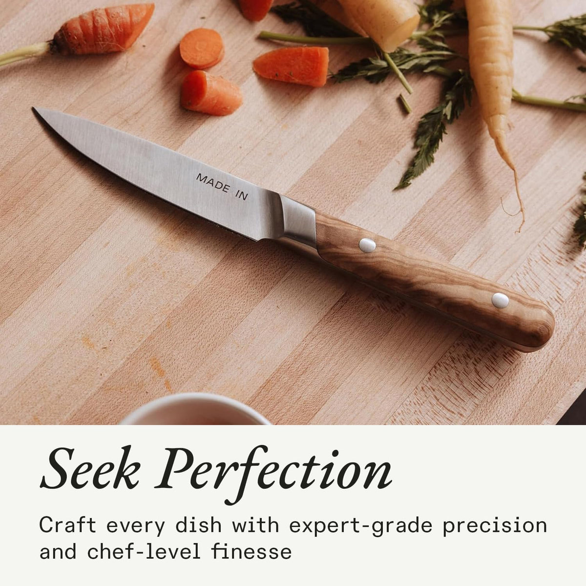 Cookware - 3.8" Paring Knife - Crafted in France - Full Tang With Truffle Black Handle