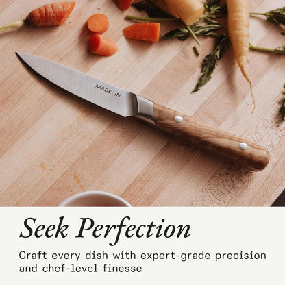 Cookware - 3.8" Paring Knife - Crafted in France - Full Tang With Truffle Black Handle