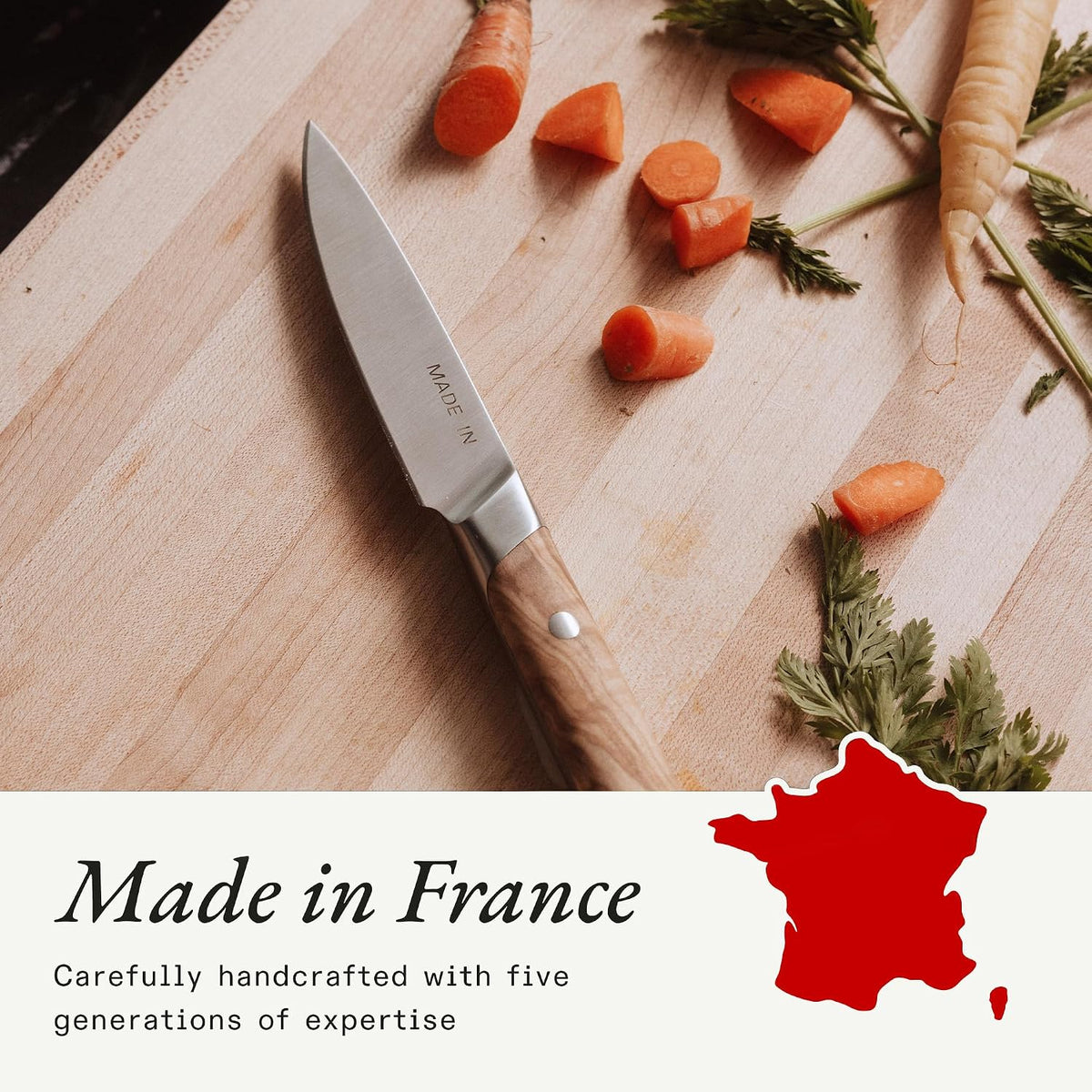 Cookware - 3.8" Paring Knife - Crafted in France - Full Tang With Truffle Black Handle