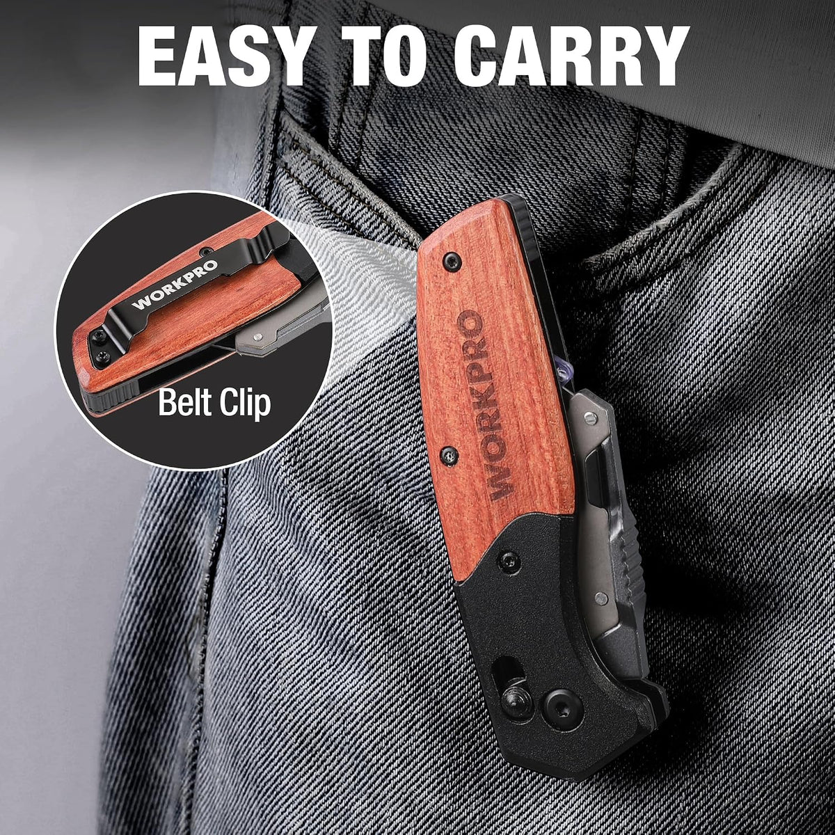 Folding Utility Knife, Aluminum and Wood Handle, Axis Lock