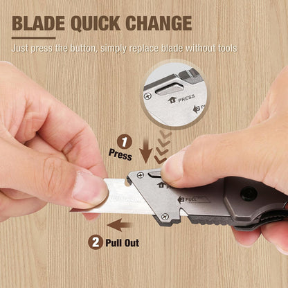 Folding Utility Knife, Aluminum and Wood Handle, Axis Lock