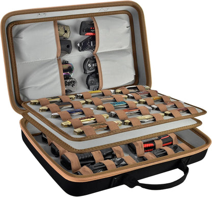 ANKHOH Pocket Knife Storage Case for 56+ Folding Knives, Brown | Large-capacity Display Organizer for Pocket, EDC and Folding Knives, Portable for Collectors, Camping and Travel, Case Only