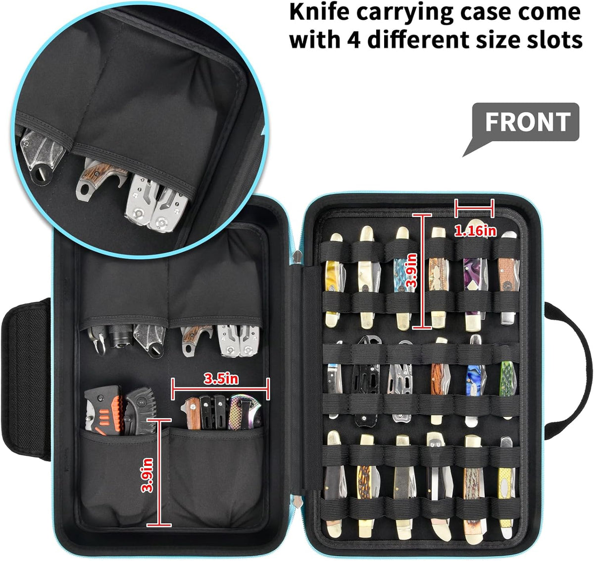 ANKHOH Pocket Knife Storage Case for 56+ Folding Knives, Brown | Large-capacity Display Organizer for Pocket, EDC and Folding Knives, Portable for Collectors, Camping and Travel, Case Only