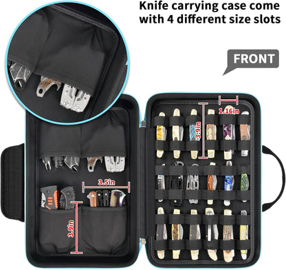 ANKHOH Pocket Knife Storage Case for 56+ Folding Knives, Brown | Large-capacity Display Organizer for Pocket, EDC and Folding Knives, Portable for Collectors, Camping and Travel, Case Only