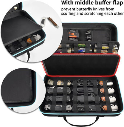 ANKHOH Pocket Knife Storage Case for 56+ Folding Knives, Brown | Large-capacity Display Organizer for Pocket, EDC and Folding Knives, Portable for Collectors, Camping and Travel, Case Only