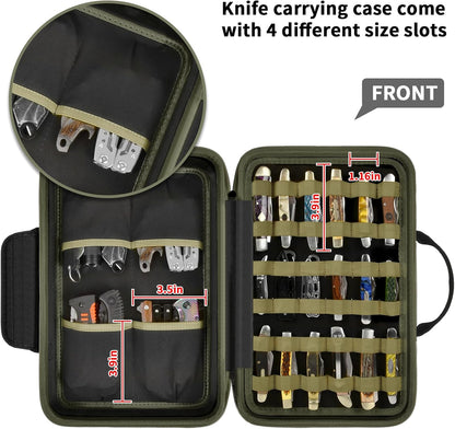 ANKHOH Pocket Knife Storage Case for 56+ Folding Knives, Brown | Large-capacity Display Organizer for Pocket, EDC and Folding Knives, Portable for Collectors, Camping and Travel, Case Only