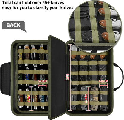 ANKHOH Pocket Knife Storage Case for 56+ Folding Knives, Brown | Large-capacity Display Organizer for Pocket, EDC and Folding Knives, Portable for Collectors, Camping and Travel, Case Only