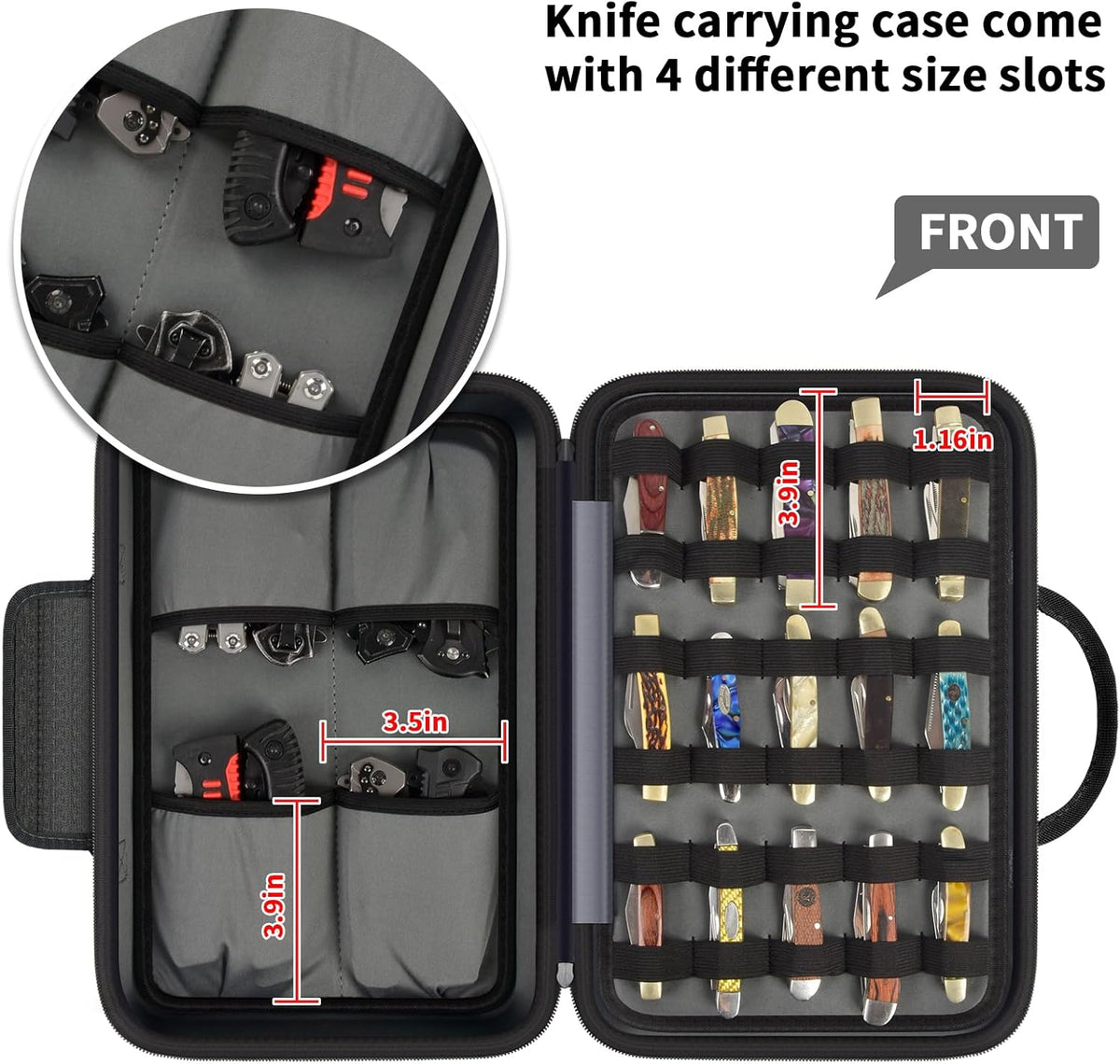 ANKHOH Pocket Knife Storage Case for 56+ Folding Knives, Brown | Large-capacity Display Organizer for Pocket, EDC and Folding Knives, Portable for Collectors, Camping and Travel, Case Only