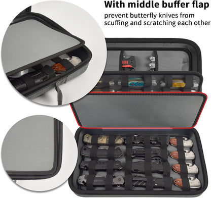 ANKHOH Pocket Knife Storage Case for 56+ Folding Knives, Brown | Large-capacity Display Organizer for Pocket, EDC and Folding Knives, Portable for Collectors, Camping and Travel, Case Only