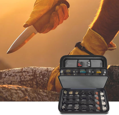 ANKHOH Pocket Knife Storage Case for 56+ Folding Knives, Brown | Large-capacity Display Organizer for Pocket, EDC and Folding Knives, Portable for Collectors, Camping and Travel, Case Only