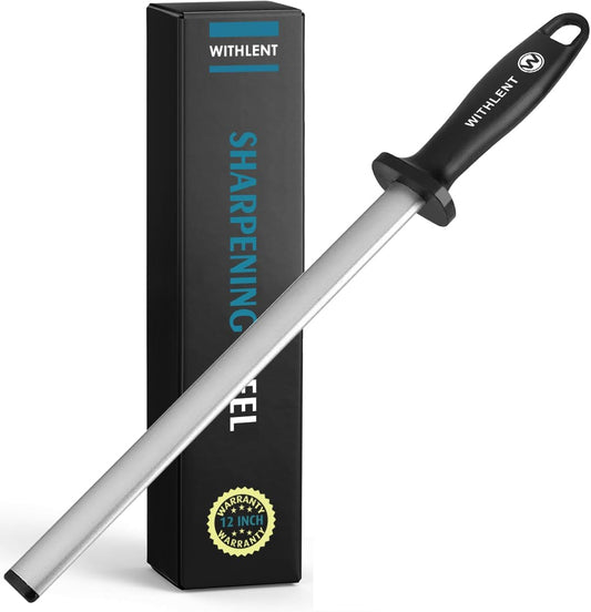 Diamond Sharpening Steel - 12 inch Knife Sharpener for Master Chef, Ideal for Kitchen Knife, Cooking Knife, Butchers and Japanese Knife, Home Gourmet Blade Sharpening Stick