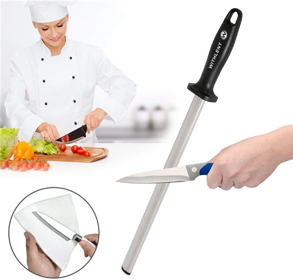Diamond Sharpening Steel - 12 inch Knife Sharpener for Master Chef, Ideal for Kitchen Knife, Cooking Knife, Butchers and Japanese Knife, Home Gourmet Blade Sharpening Stick