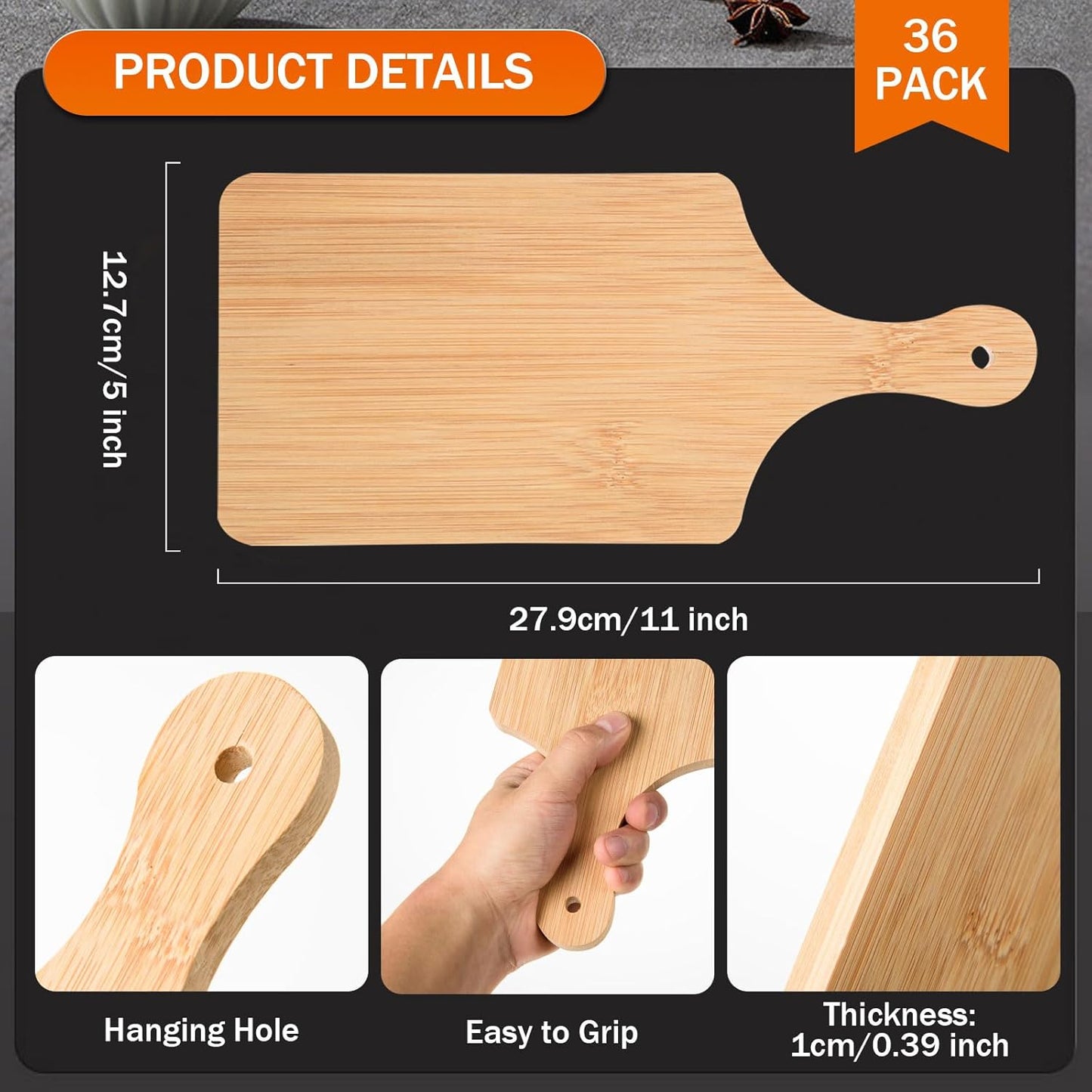 6 Pcs Small Bamboo Cutting Board Bulk 11x5 Inch Personalized Wood Chopping Board Customized Laser Engraving Charcuterie Boards for Wedding Mother's Day Housewarming Present,0.39" Thick