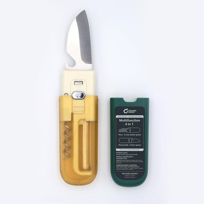 Portable Peeler, 4-in-1 Function Paring Knife, Beer & Wine Opener, Folding Storage Knife for Travel, Picnic & Vegetables (Two Colors Random Delivery)