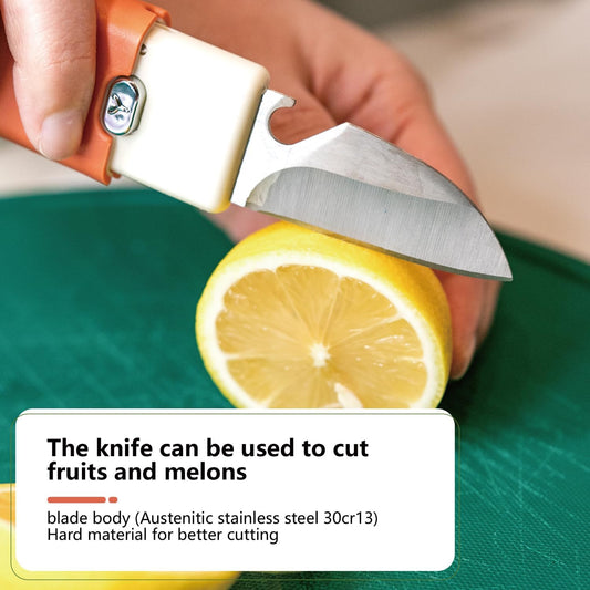 Portable Peeler, 4-in-1 Function Paring Knife, Beer & Wine Opener, Folding Storage Knife for Travel, Picnic & Vegetables (Two Colors Random Delivery)