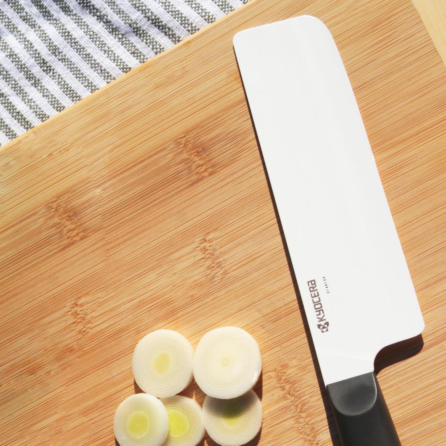 INNOVATIONwhite 6" Ceramic Nakiri Knife - White Z212 Blade with Non-Slip Black Handle