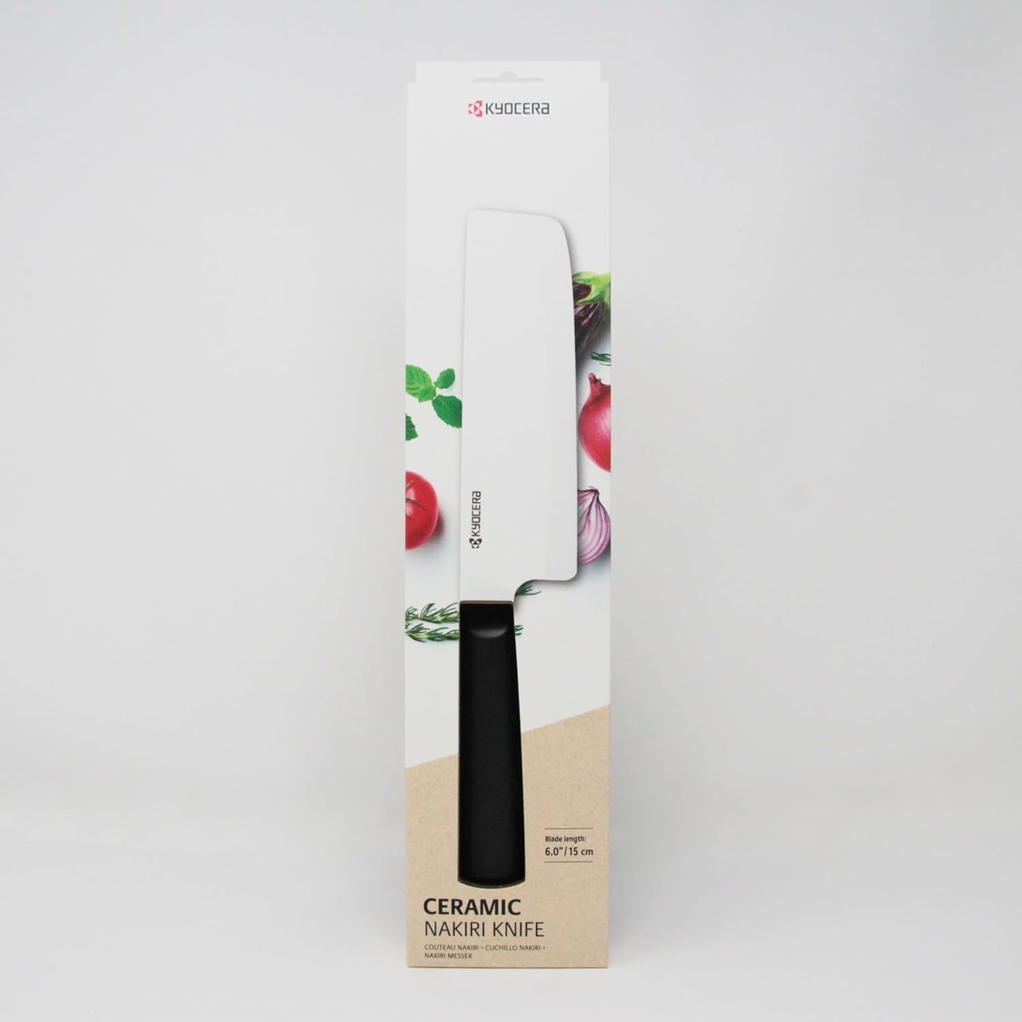 INNOVATIONwhite 6" Ceramic Nakiri Knife - White Z212 Blade with Non-Slip Black Handle