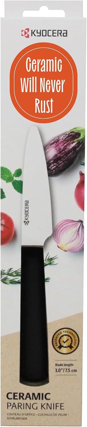 INNOVATIONwhite 6" Ceramic Nakiri Knife - White Z212 Blade with Non-Slip Black Handle