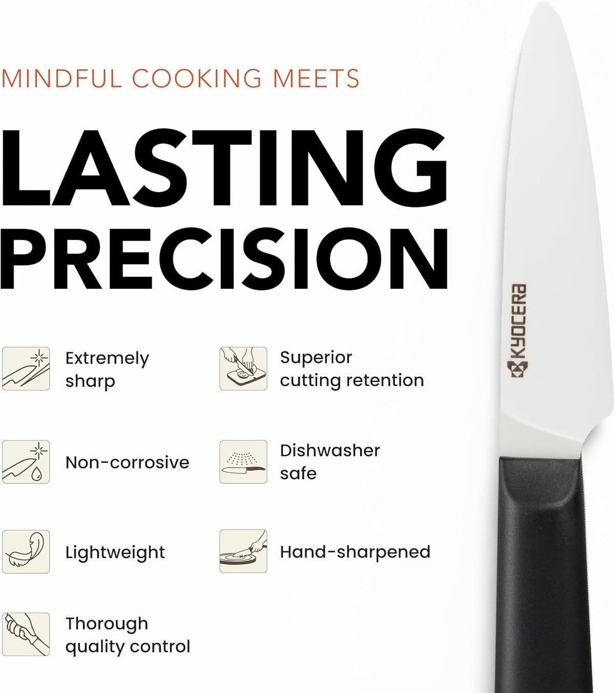 INNOVATIONwhite 6" Ceramic Nakiri Knife - White Z212 Blade with Non-Slip Black Handle