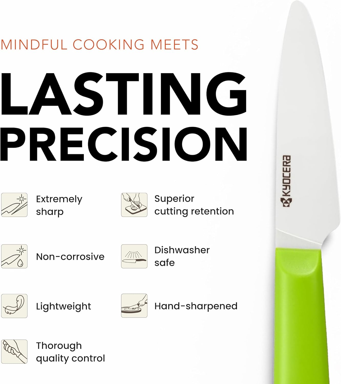 INNOVATIONwhite 6" Ceramic Nakiri Knife - White Z212 Blade with Non-Slip Black Handle