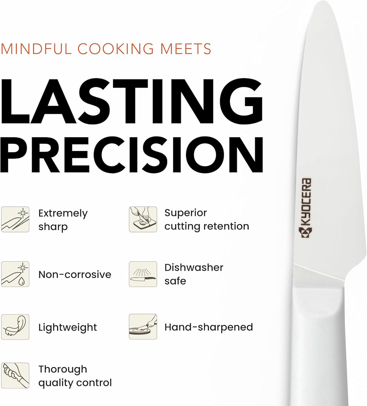 INNOVATIONwhite 6" Ceramic Nakiri Knife - White Z212 Blade with Non-Slip Black Handle