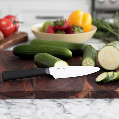 INNOVATIONwhite 6" Ceramic Nakiri Knife - White Z212 Blade with Non-Slip Black Handle