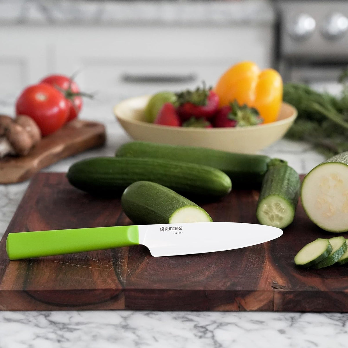 INNOVATIONwhite 6" Ceramic Nakiri Knife - White Z212 Blade with Non-Slip Black Handle