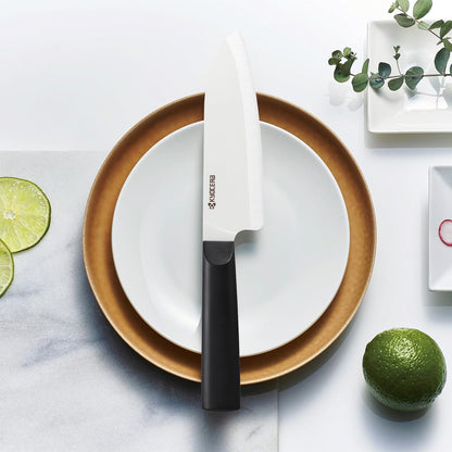 INNOVATIONwhite 6" Ceramic Nakiri Knife - White Z212 Blade with Non-Slip Black Handle