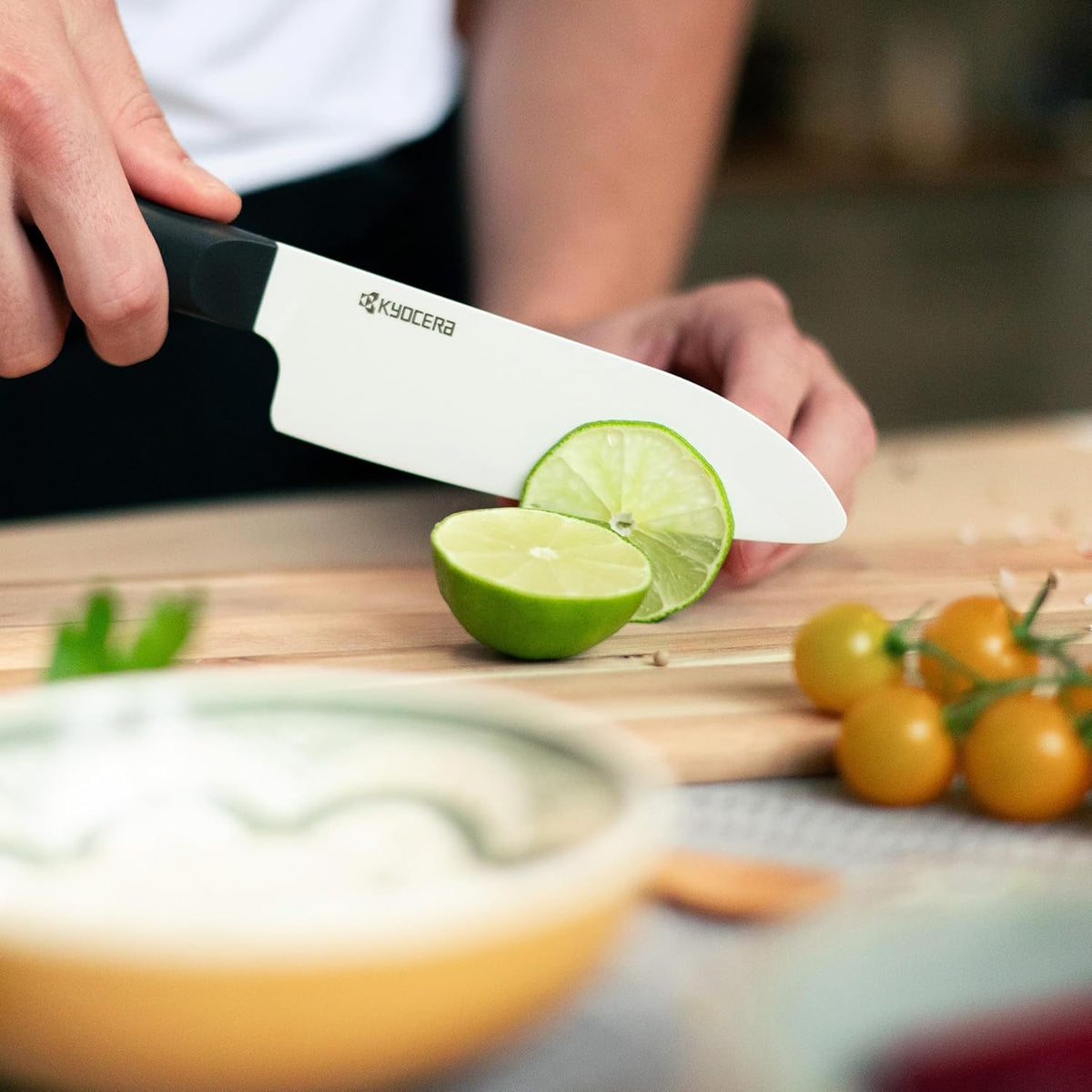 INNOVATIONwhite 6" Ceramic Nakiri Knife - White Z212 Blade with Non-Slip Black Handle