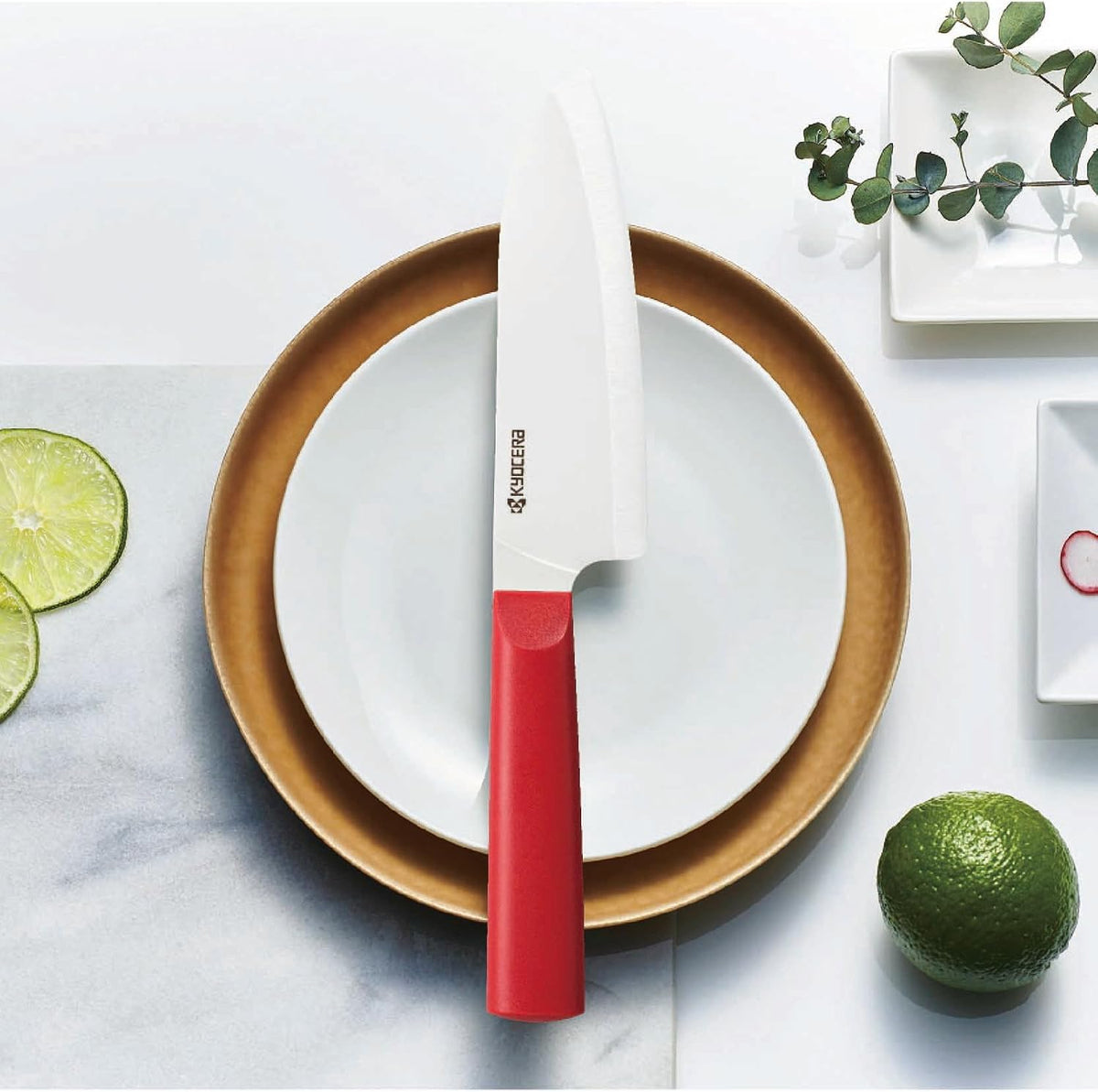 INNOVATIONwhite 6" Ceramic Nakiri Knife - White Z212 Blade with Non-Slip Black Handle