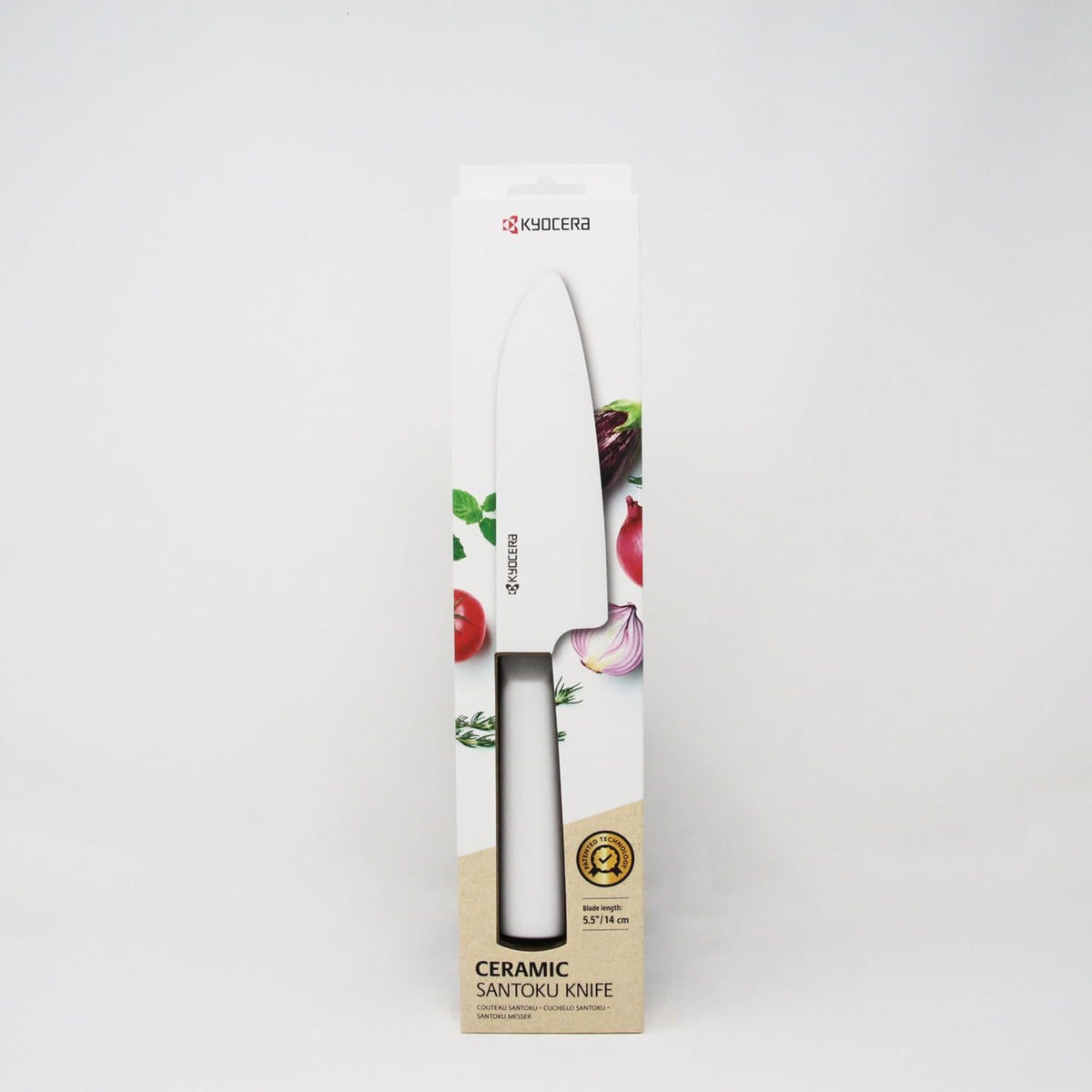 INNOVATIONwhite 6" Ceramic Nakiri Knife - White Z212 Blade with Non-Slip Black Handle