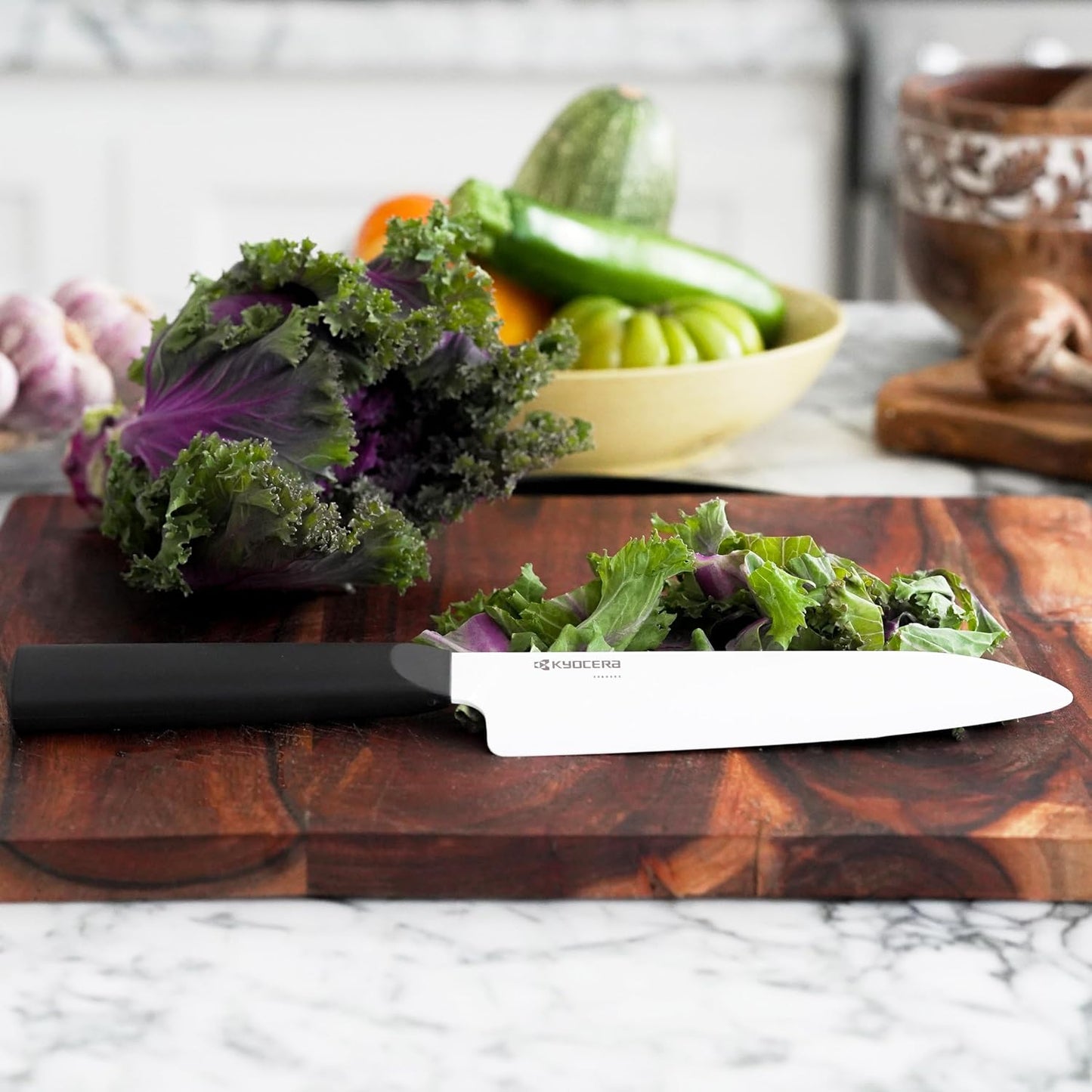 INNOVATIONwhite 6" Ceramic Nakiri Knife - White Z212 Blade with Non-Slip Black Handle