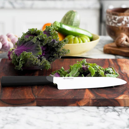 INNOVATIONwhite 6" Ceramic Nakiri Knife - White Z212 Blade with Non-Slip Black Handle