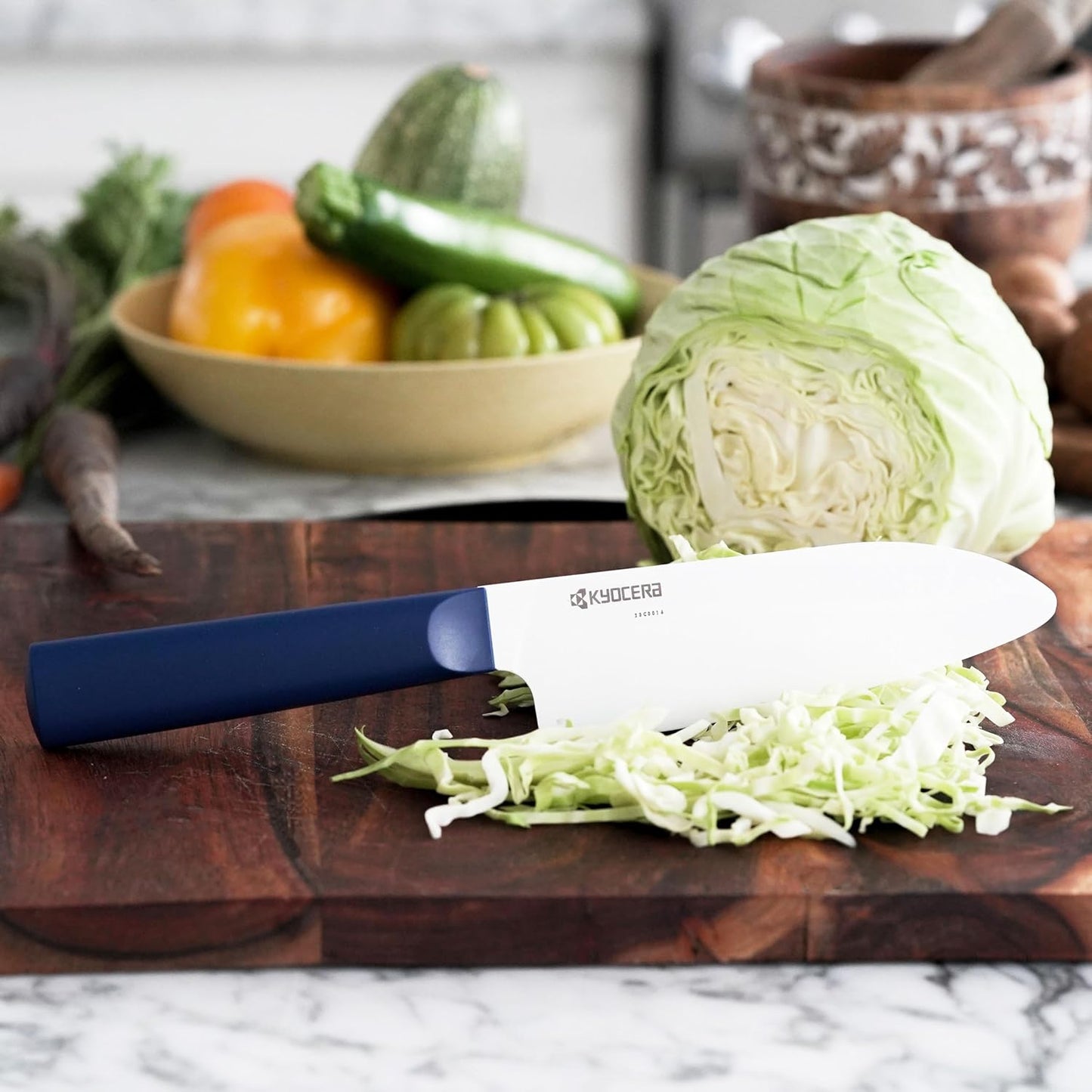 INNOVATIONwhite 6" Ceramic Nakiri Knife - White Z212 Blade with Non-Slip Black Handle