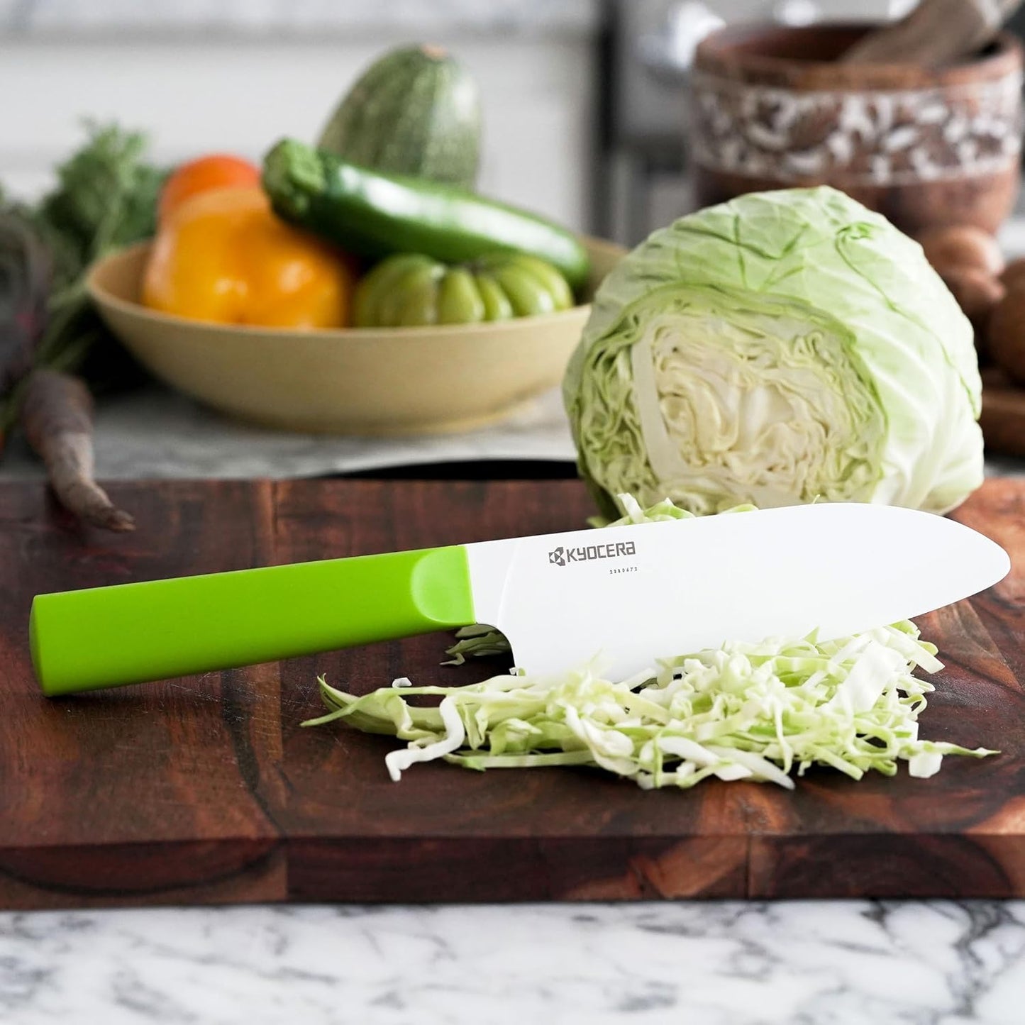 INNOVATIONwhite 6" Ceramic Nakiri Knife - White Z212 Blade with Non-Slip Black Handle