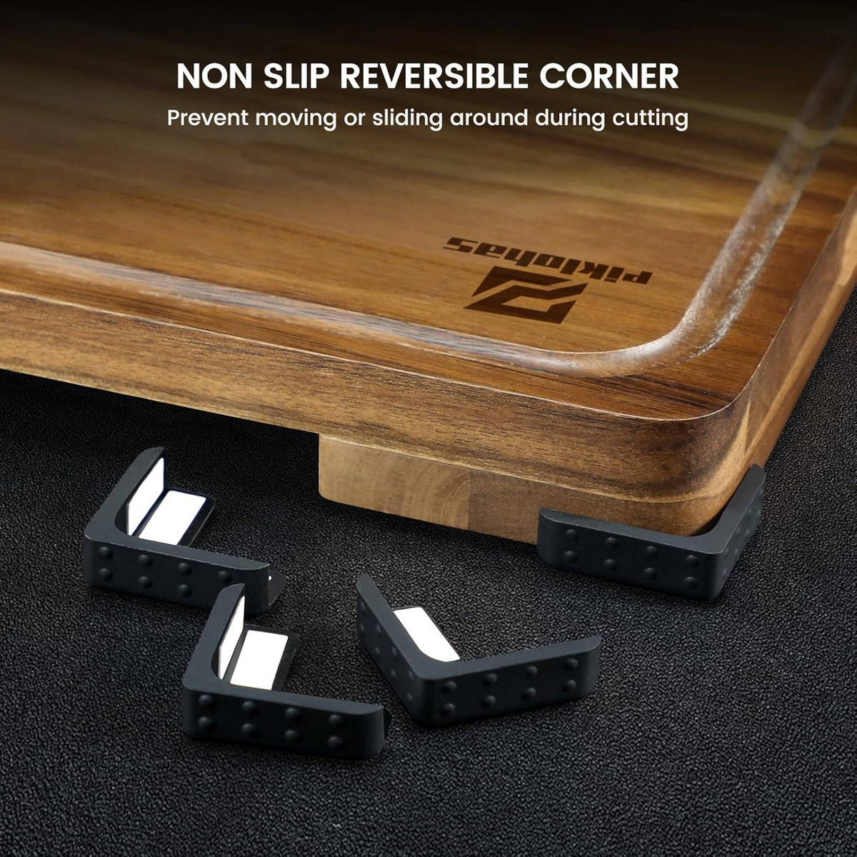 Large Bamboo Cutting Boards Set of 4 for Kitchen, Bamboo Charcuterie Chopping Board with Holder Non Slip, Steak Serving Tray with Juice Groove, Big Butcher Block for Cheese, Ideal for Gift