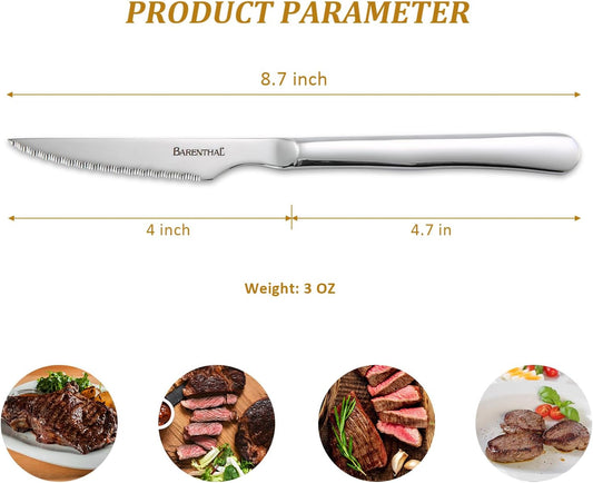 Steak Knives Set of 6, German Stainless Steel Sharp Steak Knife Set, 4.8 Inch Serrated Knives with Box, Steak Knifes for Home Party Christmas Gift
