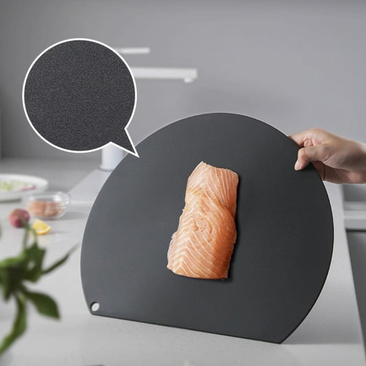 Rubber Cutting Board, TPU Cutting Mats for Kitchen, Thin Cutting Boards Plastic Flexible, Unique D Shape Black, Non-Slip Kitchen Cutting Boards, Dishwasher Safe, BPA Free,(1PC, Black-D Shape)