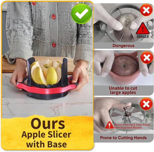 5.12 Inch Large Apple Slicer, Cut 8 Slices All the Way Through, HEAVY - DUTY Stainless Steel Apple Corer & Slicer for Fruits & Vegetables - Dishwasher Safe