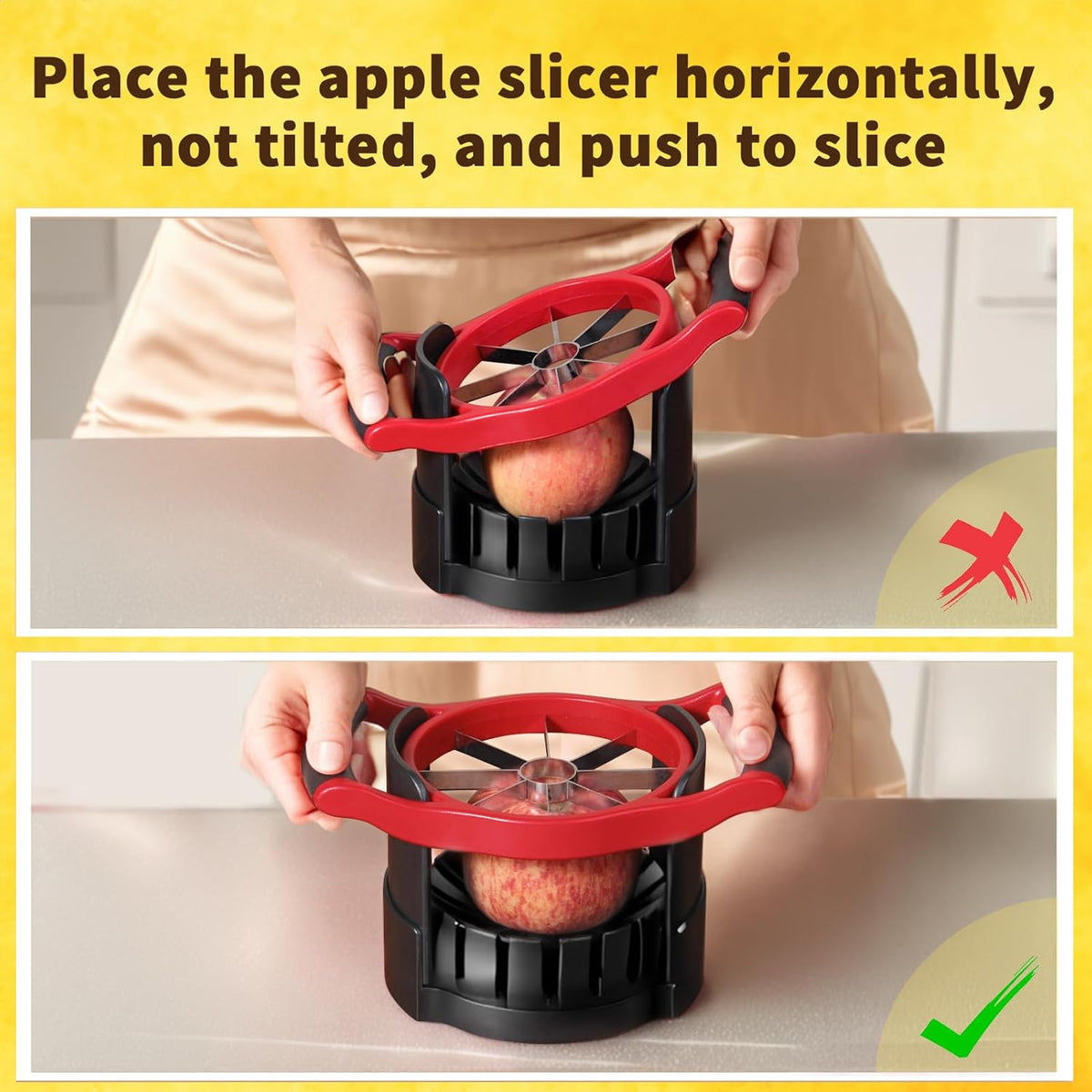 5.12 Inch Large Apple Slicer, Cut 8 Slices All the Way Through, HEAVY - DUTY Stainless Steel Apple Corer & Slicer for Fruits & Vegetables - Dishwasher Safe