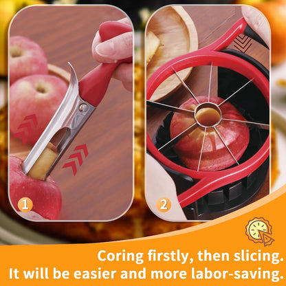 5.12 Inch Large Apple Slicer, Cut 8 Slices All the Way Through, HEAVY - DUTY Stainless Steel Apple Corer & Slicer for Fruits & Vegetables - Dishwasher Safe