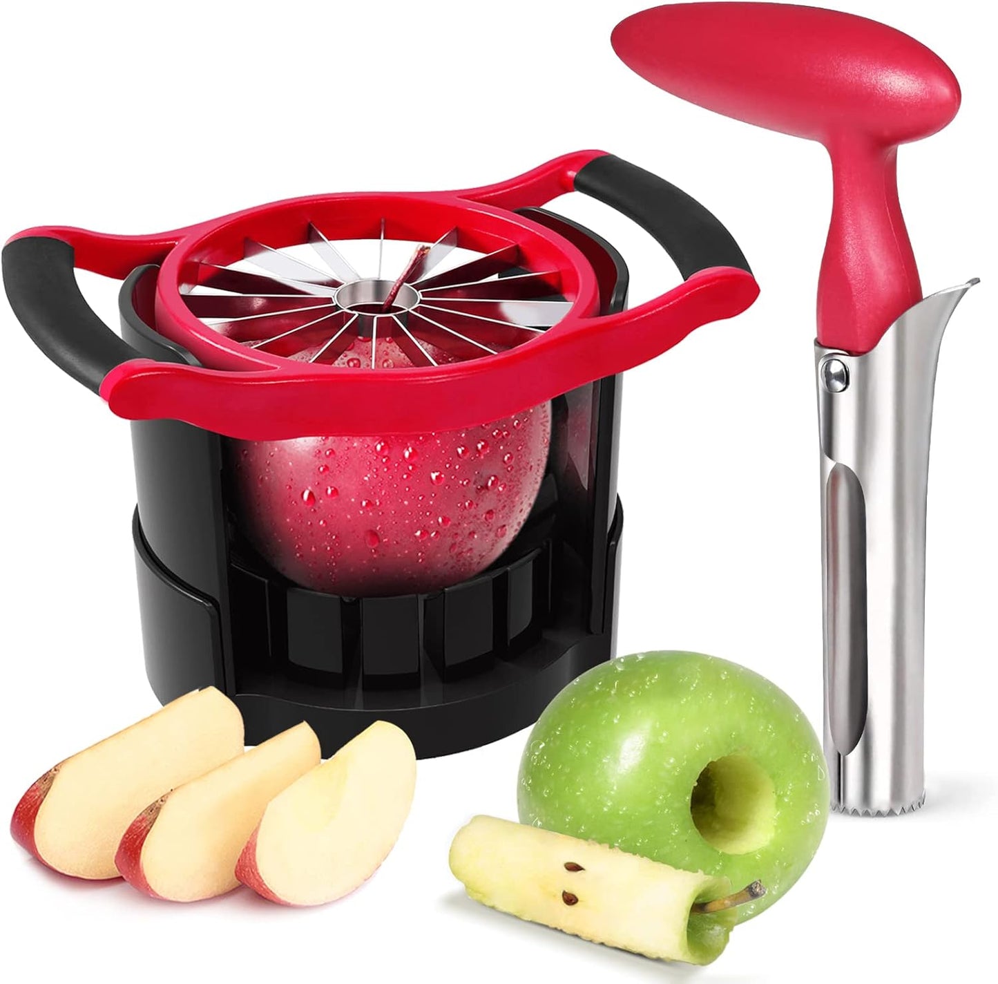 5.12 Inch Large Apple Slicer, Cut 8 Slices All the Way Through, HEAVY - DUTY Stainless Steel Apple Corer & Slicer for Fruits & Vegetables - Dishwasher Safe