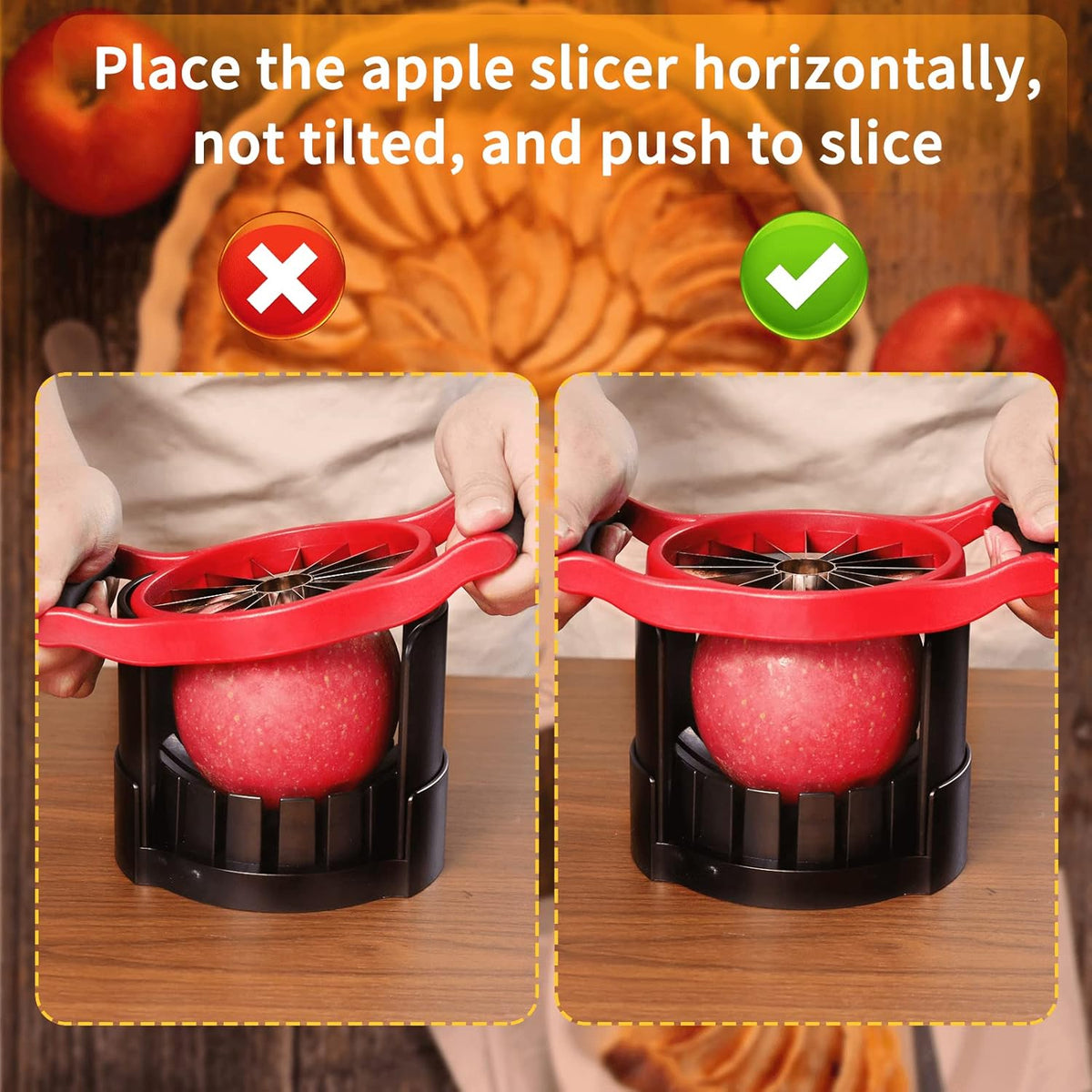 5.12 Inch Large Apple Slicer, Cut 8 Slices All the Way Through, HEAVY - DUTY Stainless Steel Apple Corer & Slicer for Fruits & Vegetables - Dishwasher Safe