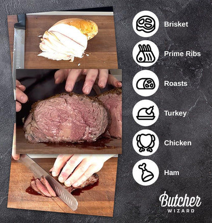 Slicing Knife 12" – Brisket and Carving Knife with Granton Edge for BBQ, Turkey, Ham, Prime Rib, and Precise Meat Cutting